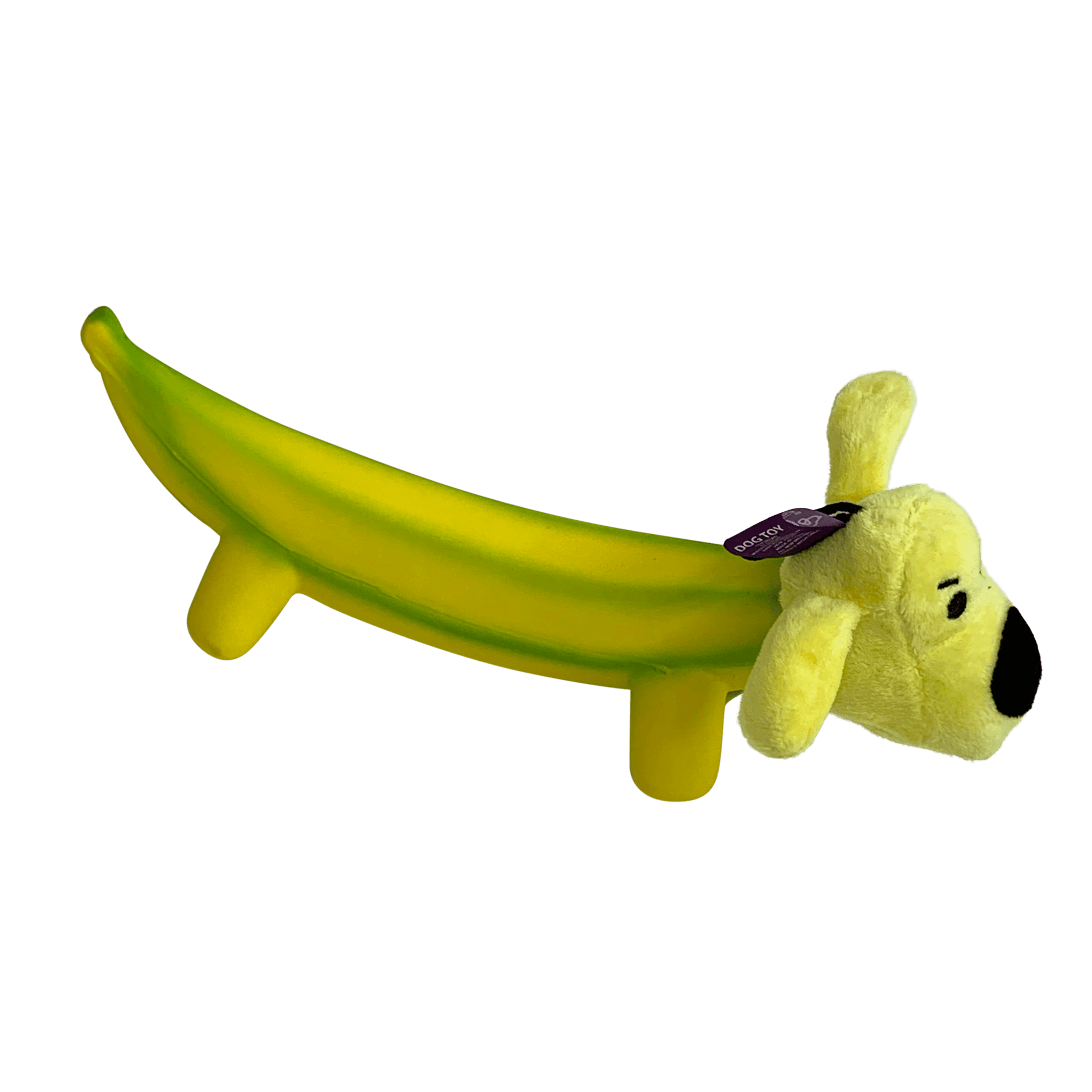 Smiling Dog Loofa Pals Latex Plush Dog Toy, Banana Shaped