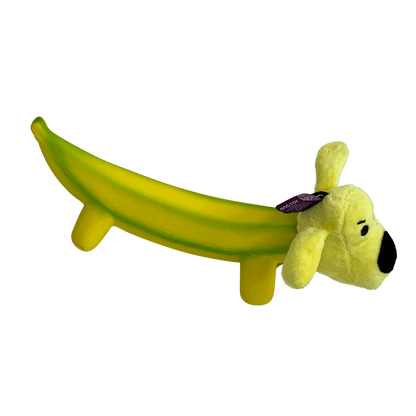 Smiling Dog Loofa Pals Latex Plush Dog Toy, Banana Shaped