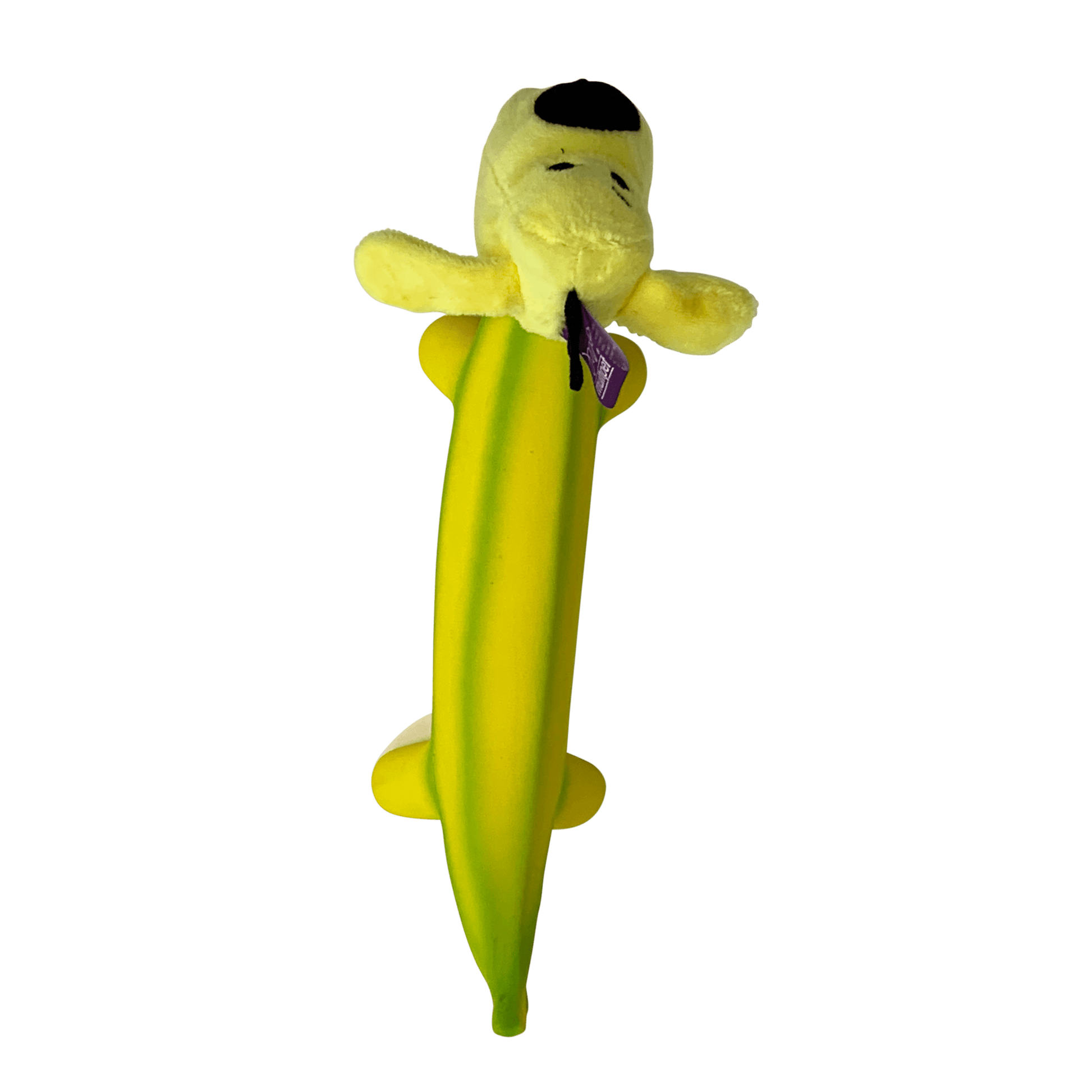 Smiling Dog Loofa Pals Latex Plush Dog Toy, Banana Shaped